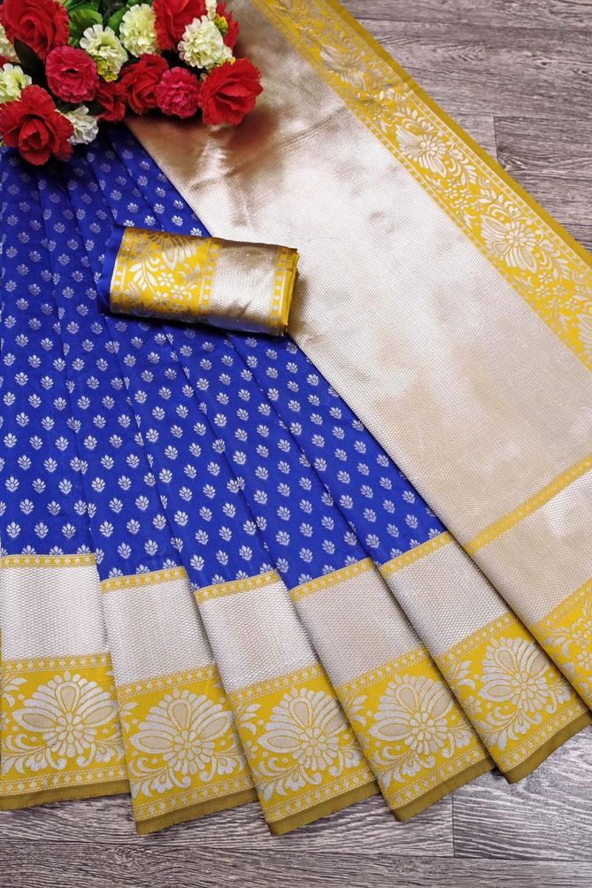  AAB Blue Masred Butti Lichi Silk Designer Sarees Catalog